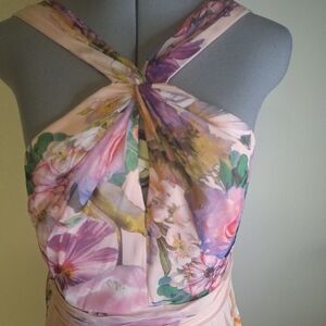 Adrianna Papell Floral Backless Dress - Pink and Purple